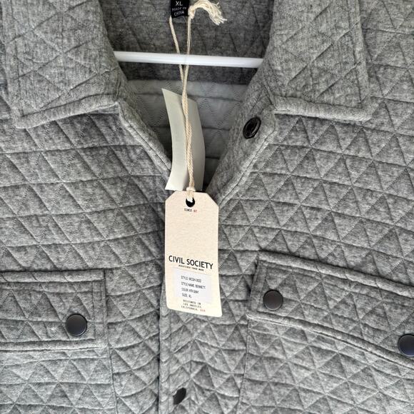 NWT Civil Society Bennett Quilted Shirt Heather Gray XL - Picture 3 of 10